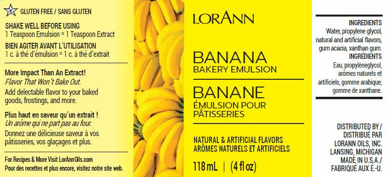 LorAnn Oils Banana, Bakery Emulsion - 4 OZ #0740-0800 - Papagino Foods Inc.
