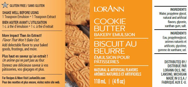 LorAnn Oils Cookie Butter, Bakery Emulsion - 4 OZ  #0776-0806 - Papagino Foods Inc.