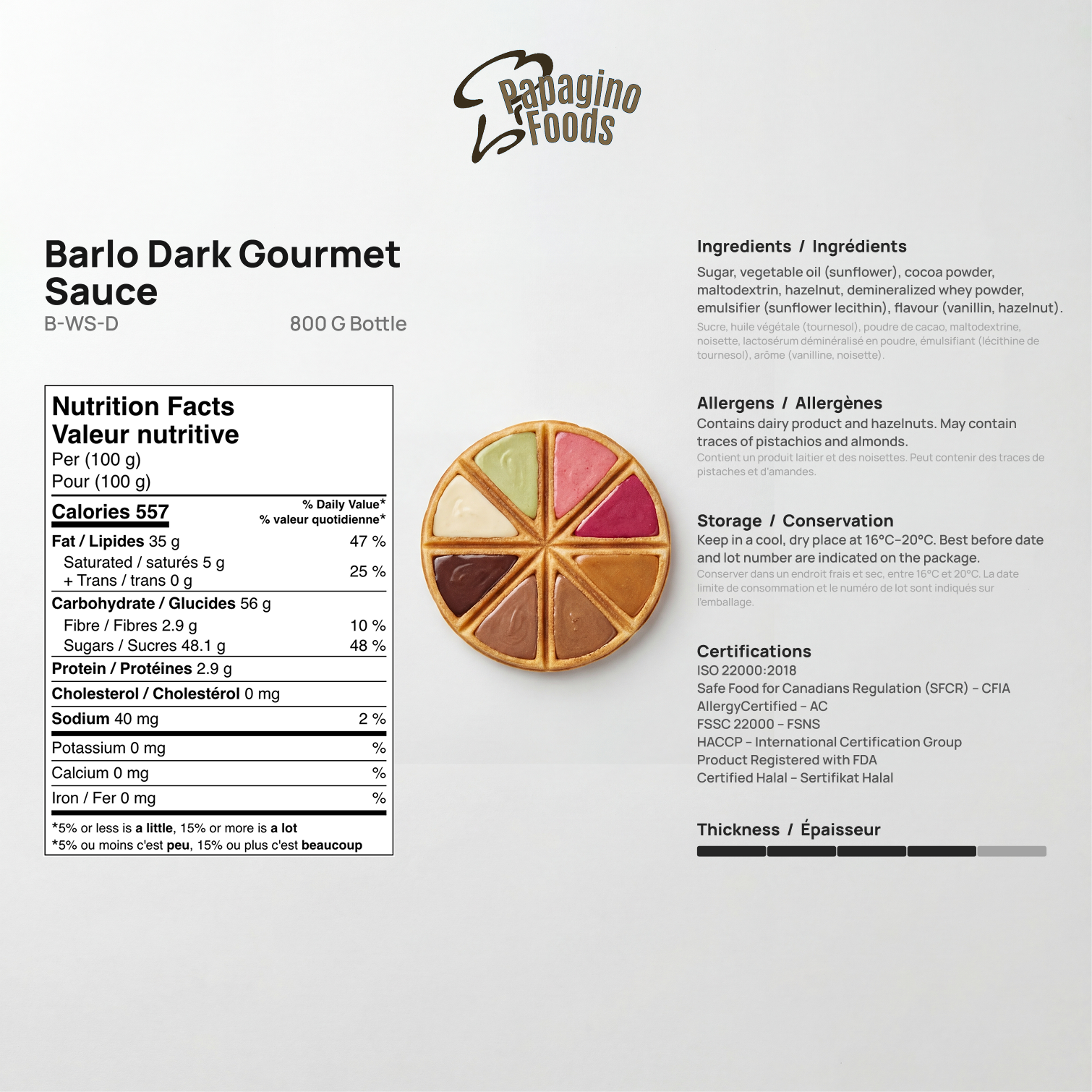 Barlo Dark Gourmet Sauce 800 grams - Papagino Foods Inc. 