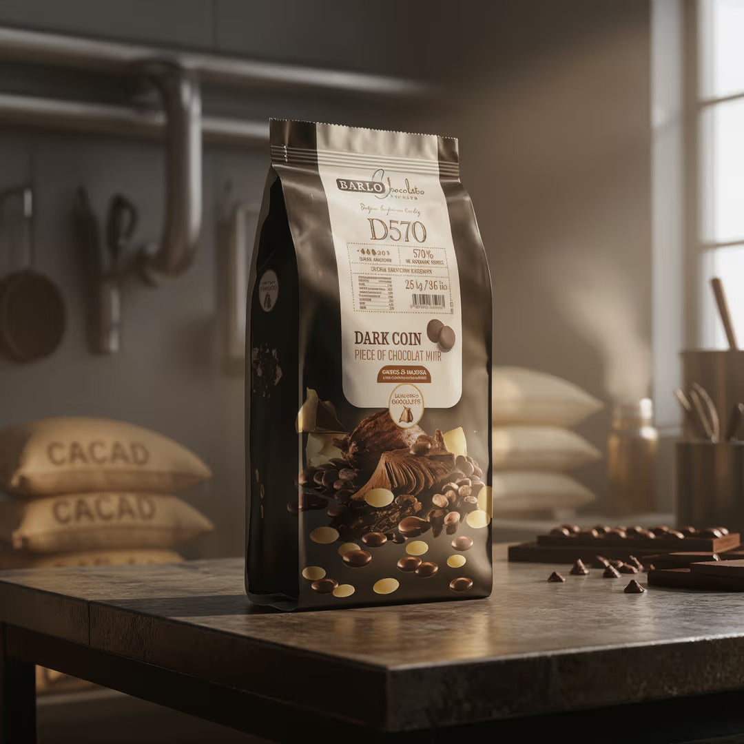 Barlo Dark Couverture Coin Chocolate 57% 2.5 KG #D570 - Papagino Foods Inc. 