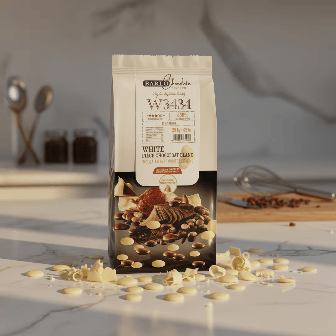 Barlo White Couverture Coin Chocolate 34% 2.5 KG #W3434 - Papagino Foods Inc. 