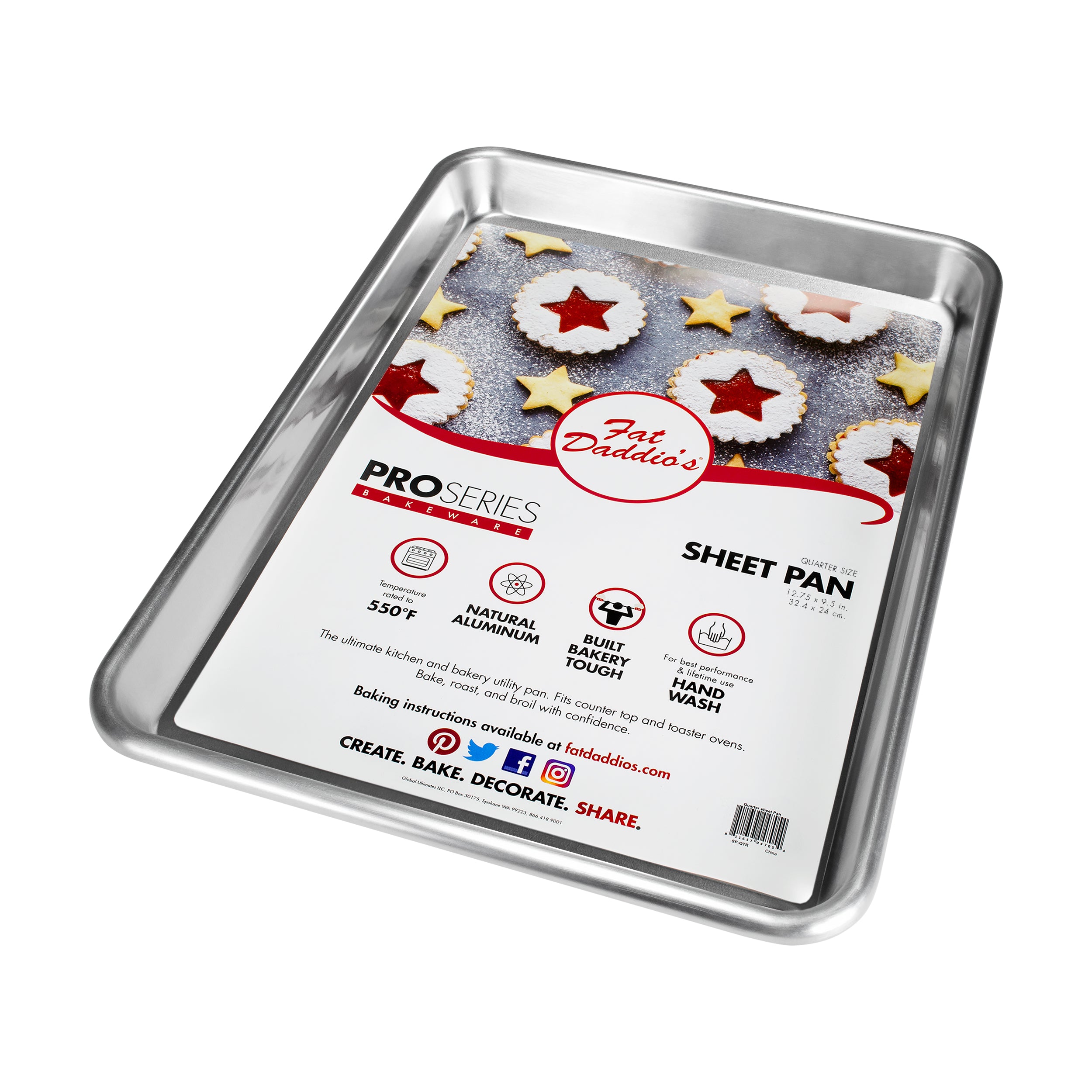 Fat Daddio, Natural Aluminum, Quarter Sheet Pan, 9 1/2 in x 13 in x 1 in (SP-QTR) - Papagino Foods Inc.