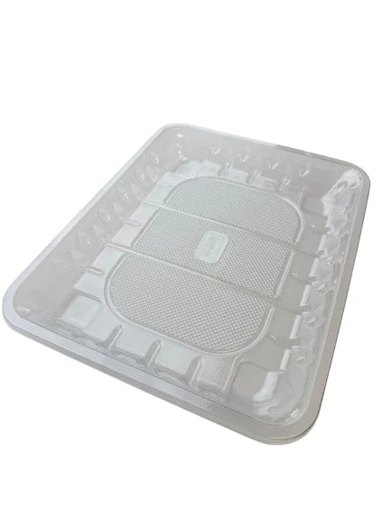 HQ-8P Clear Plastic Tray - Size 10.63" x 8.66" x 1.18" - 300 pcs - Papagino Foods Inc. 