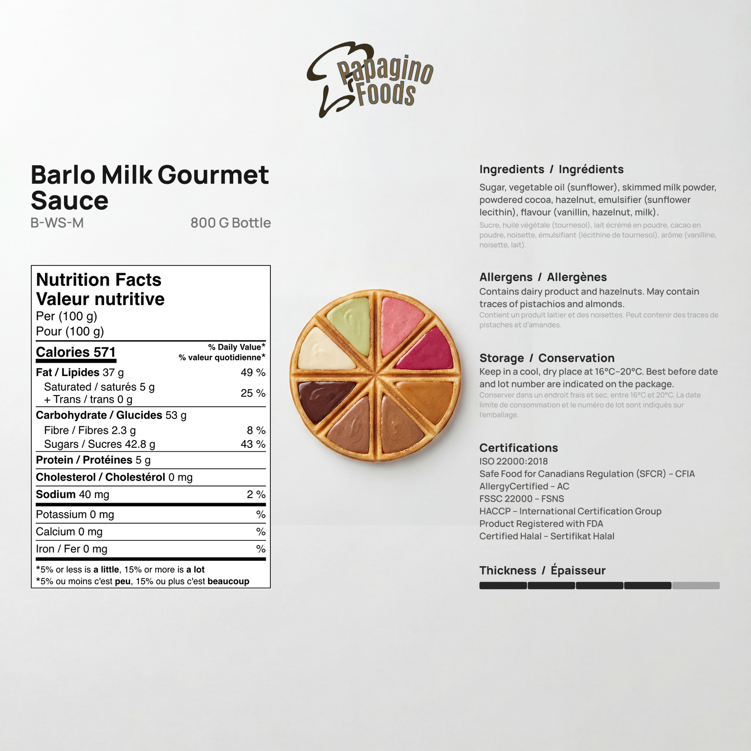 Barlo Milky Gourmet Sauce 800 grams - Papagino Foods Inc. 