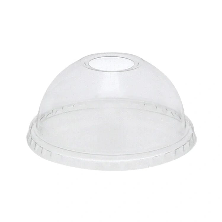 Arrow plastic dome lids with hole for 16 and 20 oz drinking cups, designed by Papagino Foods Inc.
