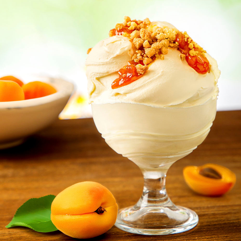 PreGel Apricot Arabeschi syrup by Papagino Foods Inc. in a 3kg container, showcasing the apricot flavor and packaging.