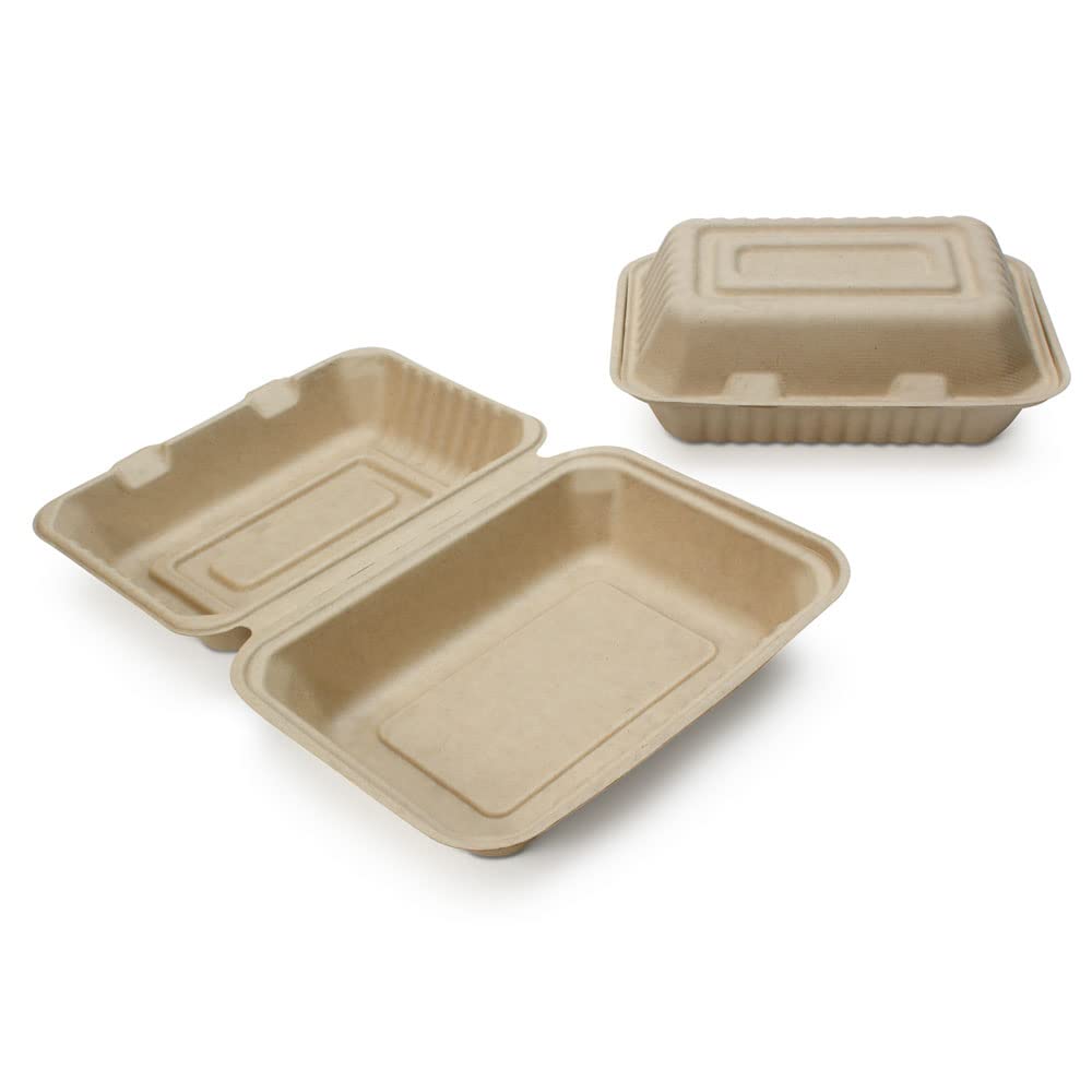 Chartland 9×6 Brown Bagasse Takeout Containers - Papagino Foods Inc. 