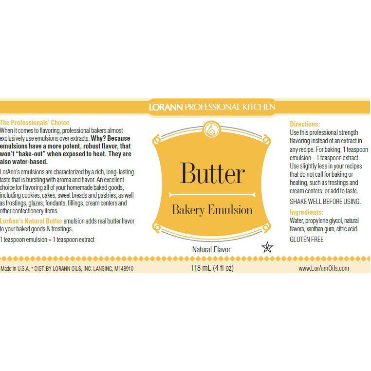 LorAnn Oils Butter (Natural), Bakery Emulsion   - 4 OZ