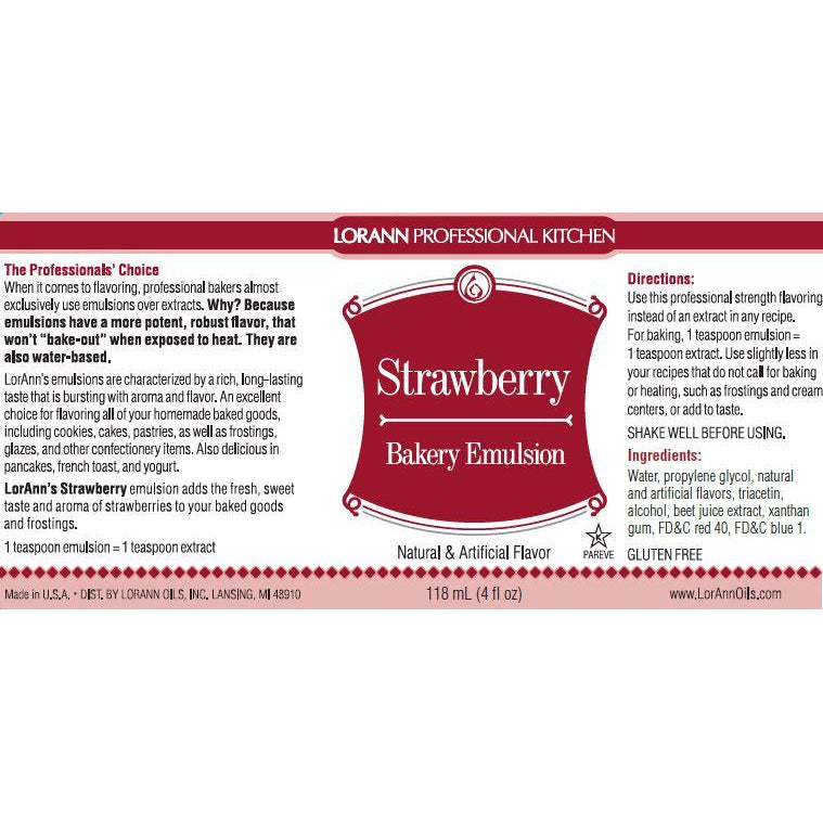 LorAnn Strawberry, Bakery Emulsion   - 4 OZ