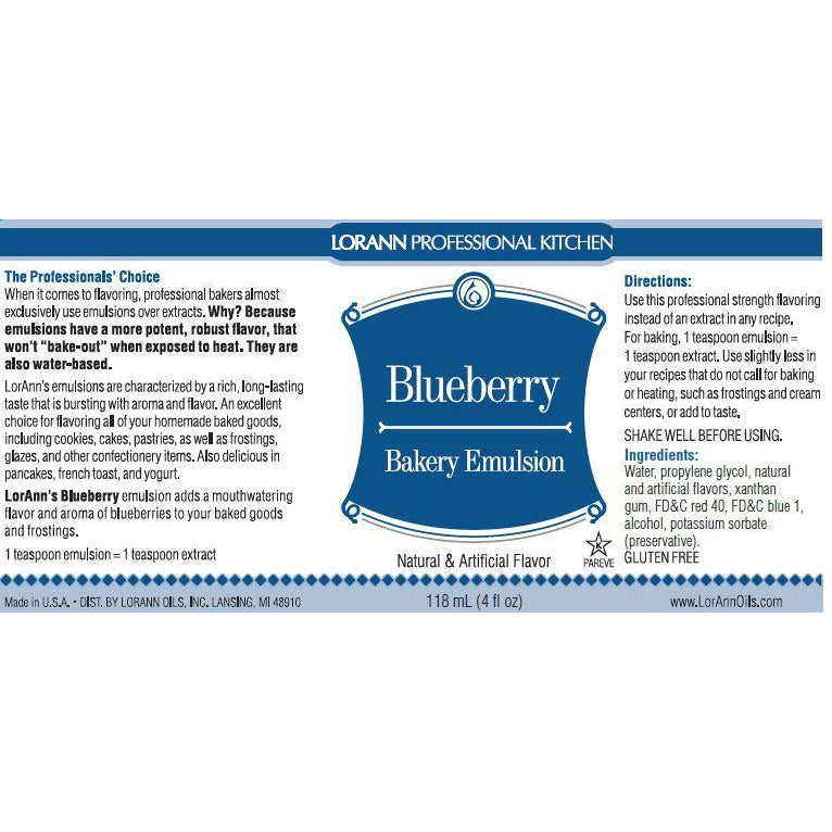 LorAnn Oils Blueberry, Bakery Emulsion   - 4 OZ