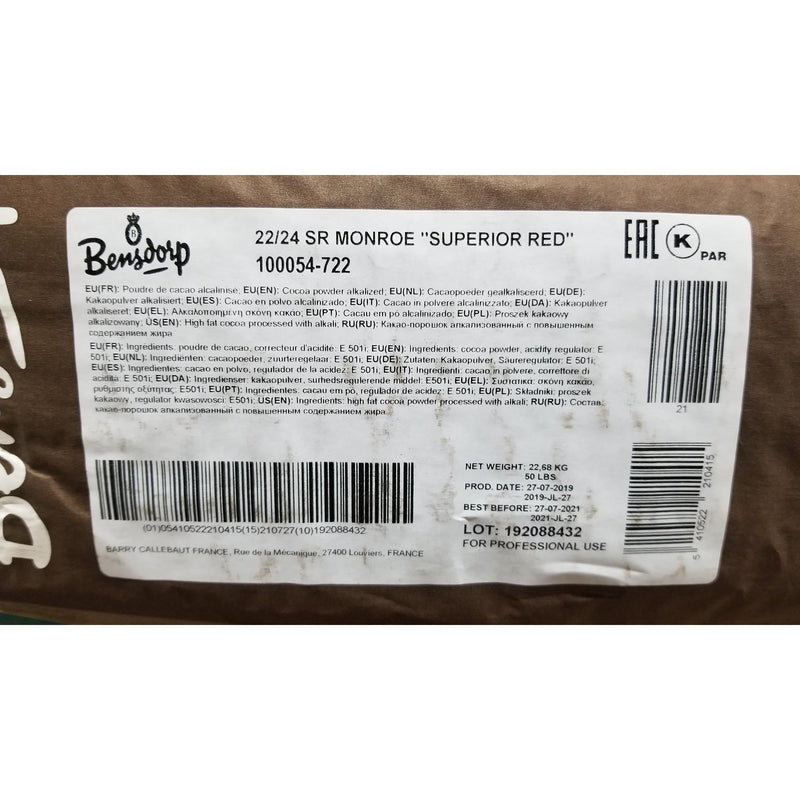 Bensdorp Cocoa Powder 22 / 24 SR 100% Cocoa - 50 lb ( Pickup Only)