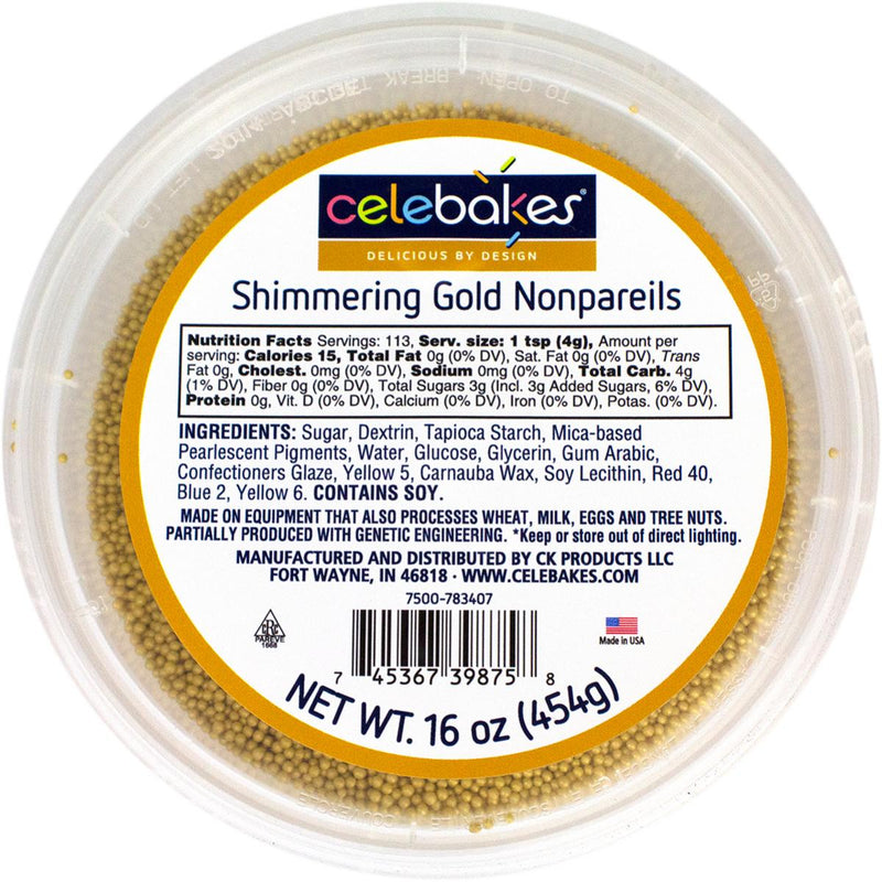 Gold Shimmering Nonpareils, 16 oz