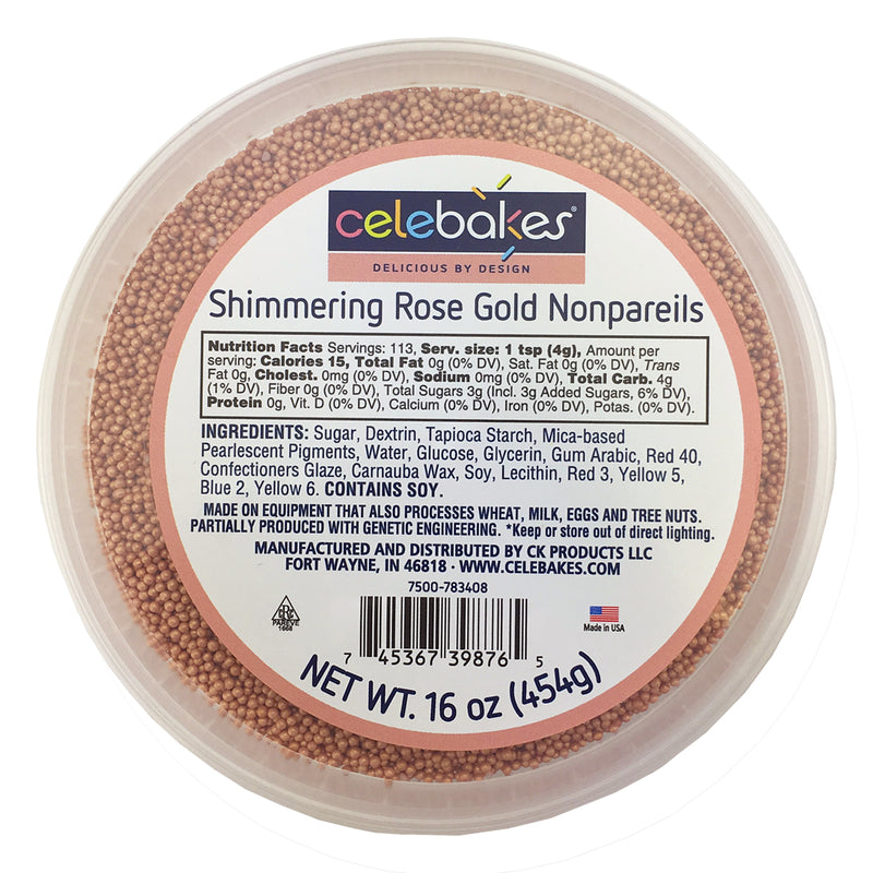 Rose Gold  Shimmering Nonpareils, 16 oz. Product
