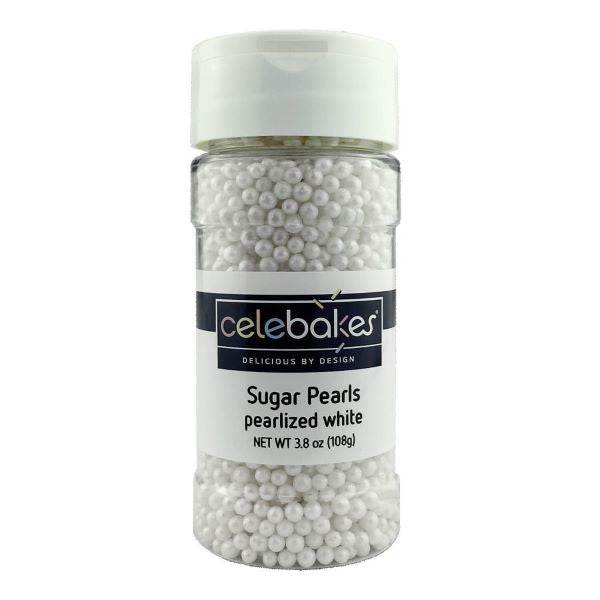 Pearlized White Sugar Pearls, 3.8 oz Product