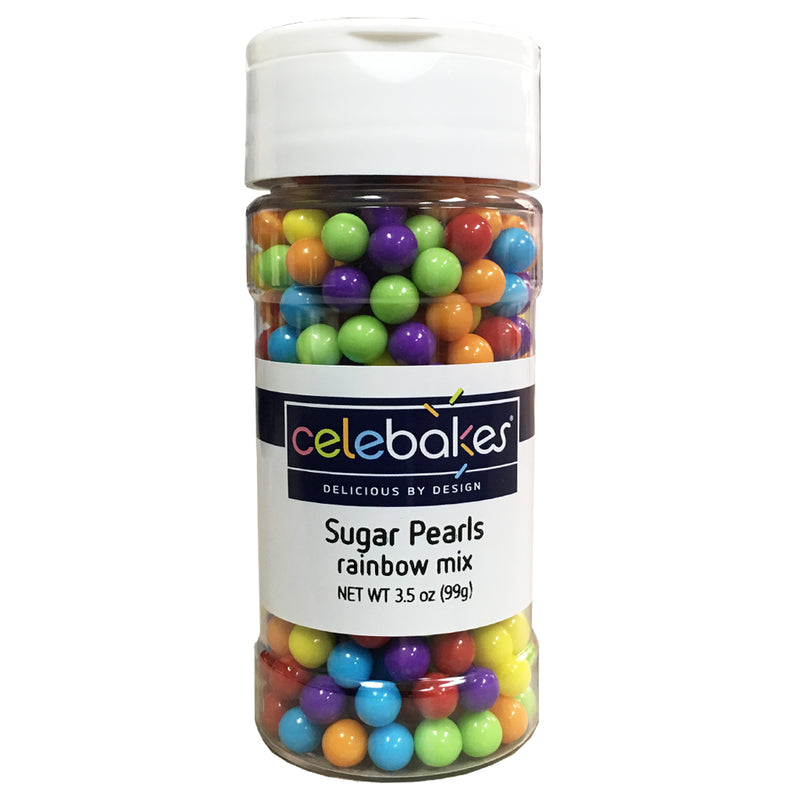 Rainbow Mix Sugar Pearls, 3.5 oz