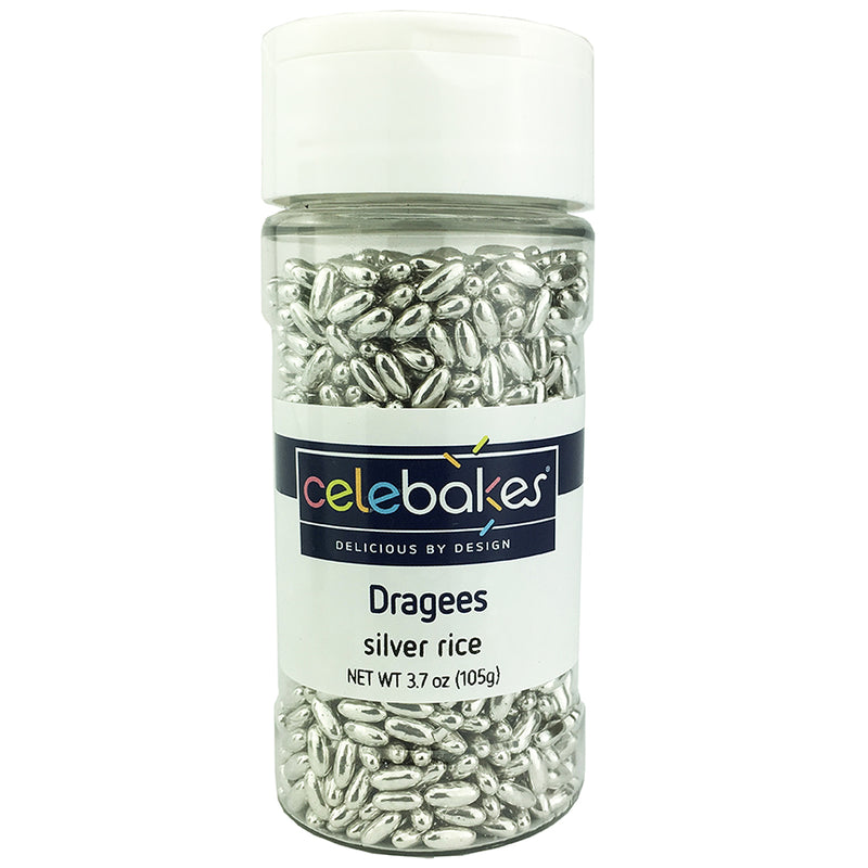 Celebakes Silver Rice Dragees, 3.7 oz. Product