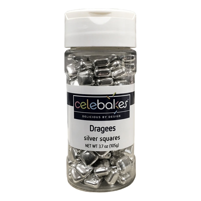 Celebakes Silver Square Dragees, 3.7 oz. Product