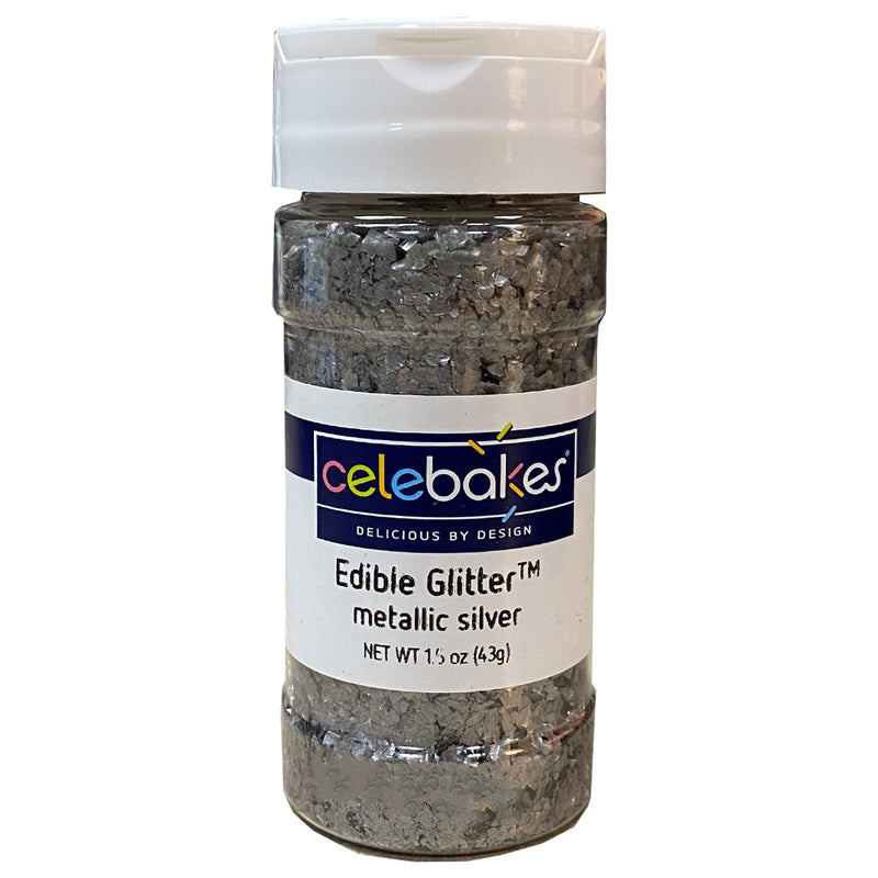 Celebakes Metallic Silver Edible Glitter 1.5 oz. Product