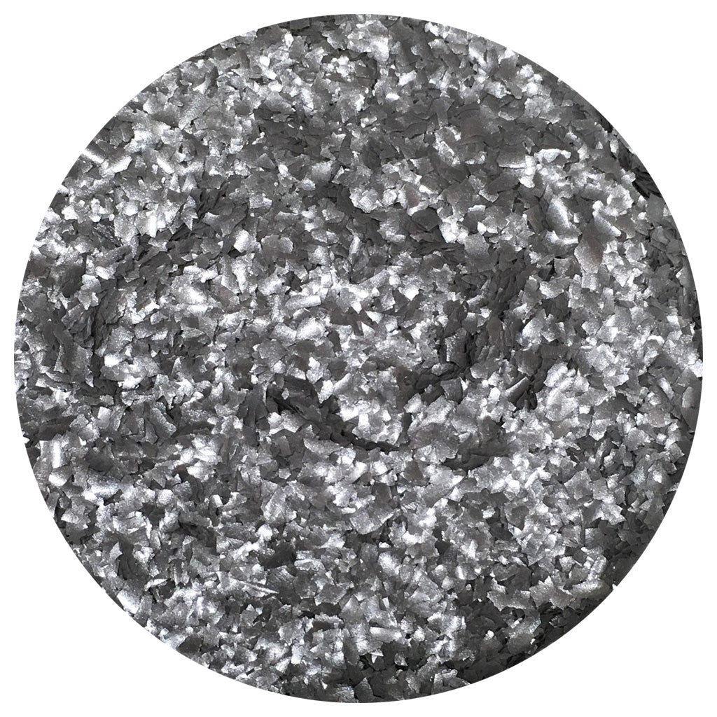 Celebakes Metallic Silver Edible Glitter Flakes, 1 oz. | Bakedeco