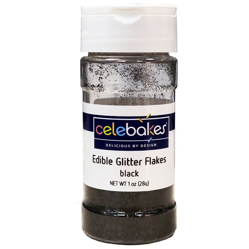 Celebakes Black Edible Glitter Flakes, 1 oz
