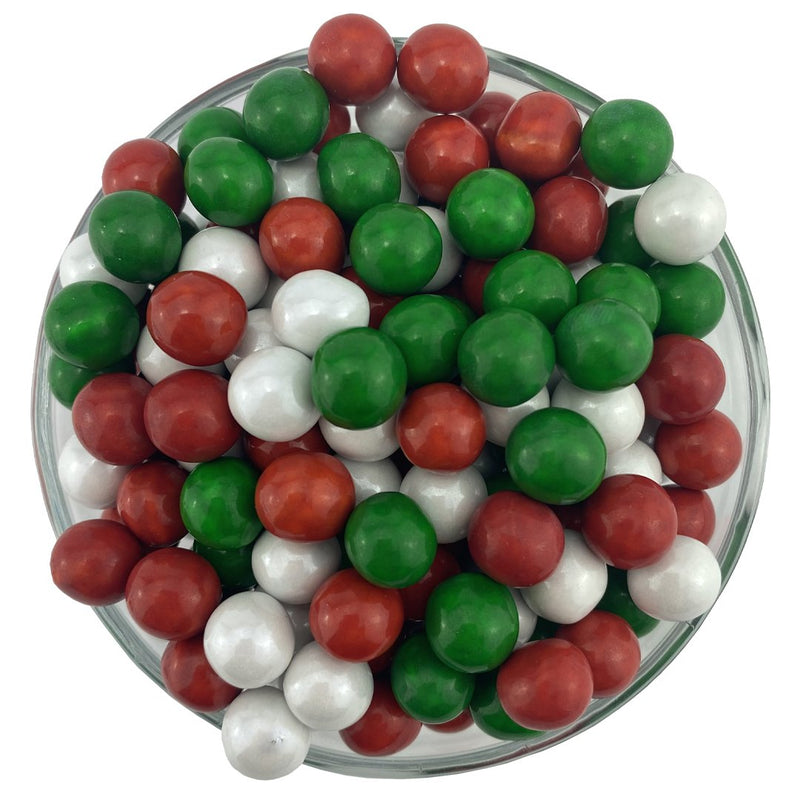 SUGAR PEARLS SIXLETS - Red White Green Mix  10MM  4 oz