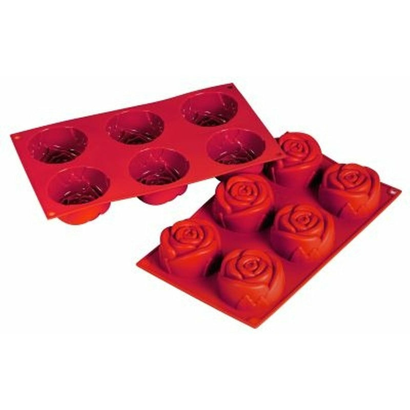 Fat Daddio, Silicone Baking Mold, Rose, 3.89 oz, 2.99 in x 1.57 in High, 6 Cavities (SMF077)