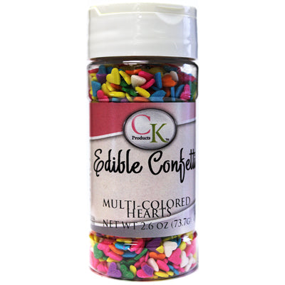 Multi-colored Hearts Edible Confetti, 2.6 oz ( 73.7 g) - Papagino Foods Inc.