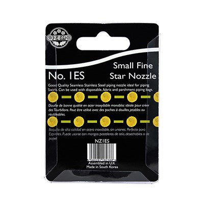 JEM Nozzle - Small Fine Star Savoy Nozzle #1ES #NZ1ES - Papagino Foods Inc.