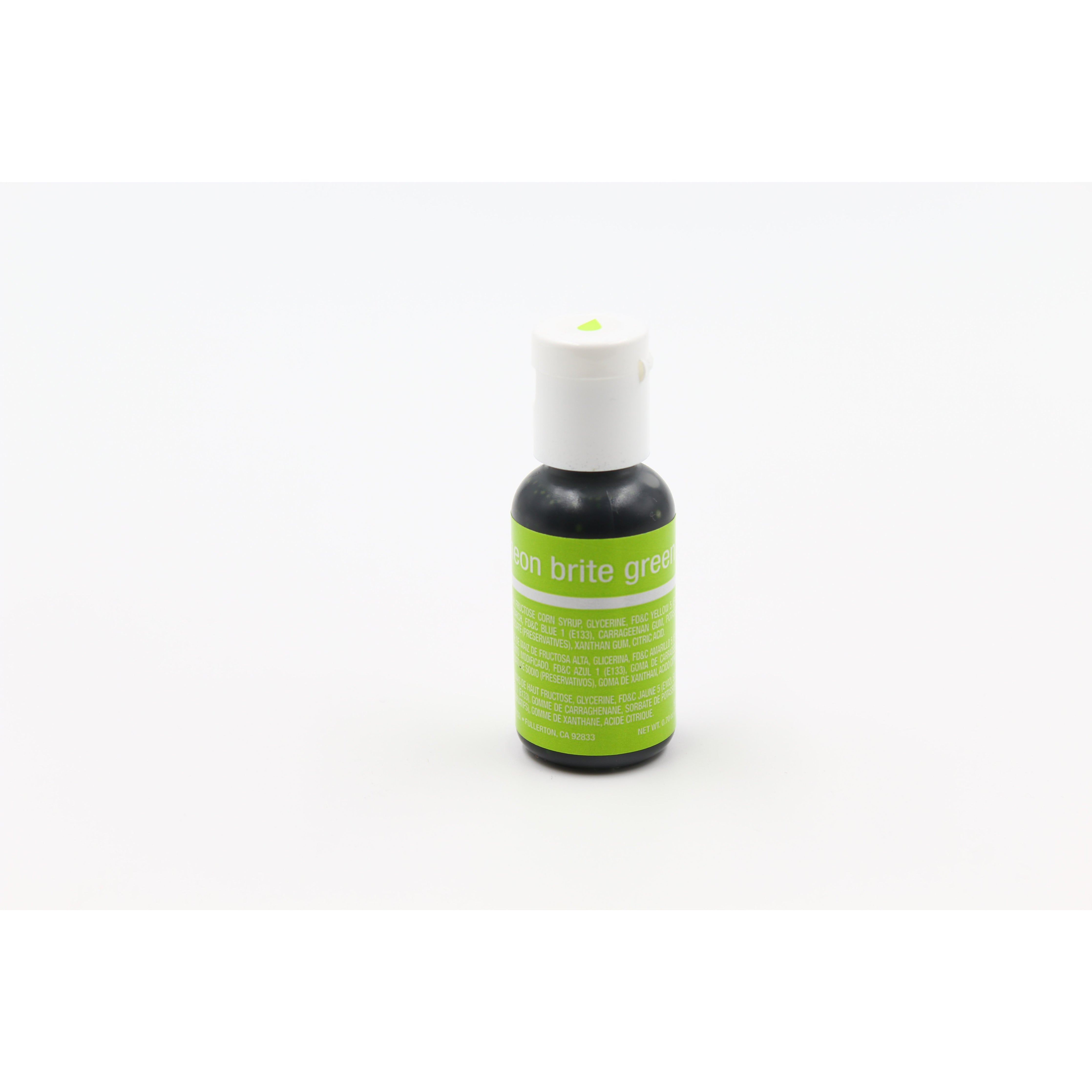 Chefmaster Neon Brite Green Liqua-Gel Food Coloring (# 5261) 0.70 OZ - Papagino Foods Inc.