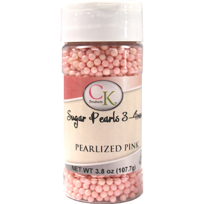 Pink 3-4 mm Sugar Pearls, 4 oz