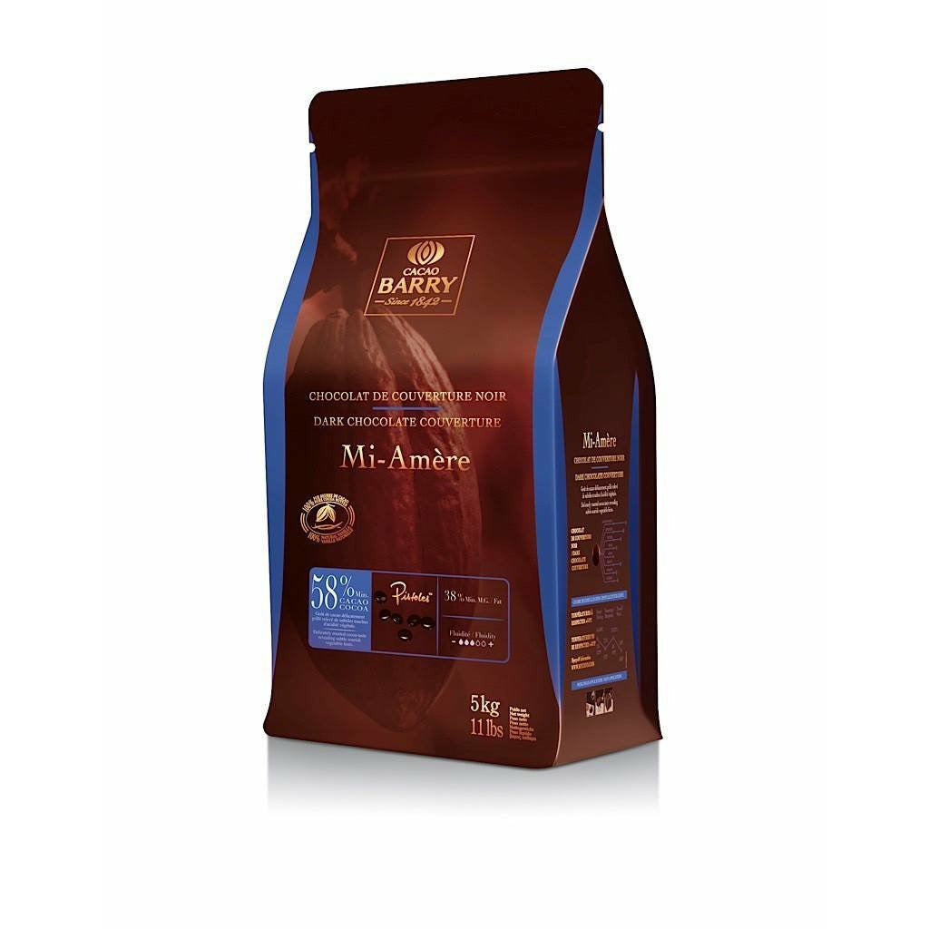 Cacao Barry Mi-Amere Semi Sweet  Pistoles  58% 5 kg - Papagino Foods Inc.