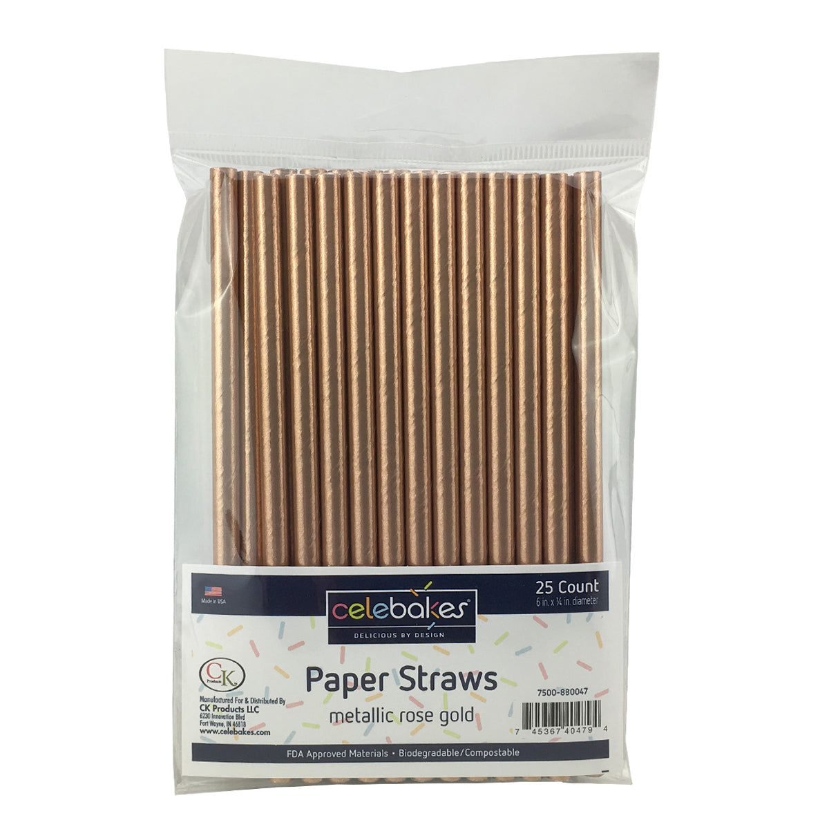 Rose Gold Metallic 6" Cake Pop Stick package of 25 - Papagino Foods Inc.