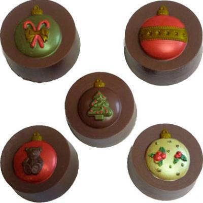 Ornaments Round Sandwich Cookie Chocolate Mold # 90-16410 - Papagino Foods Inc.