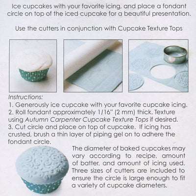 Cupcake Top Fondant Cutters set of 3 - Papagino Foods Inc.