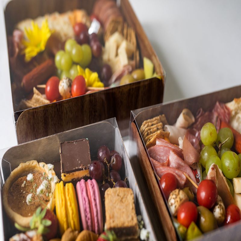 10" x 10" x 2" Marble Meats & Treats Box with Lid - Papagino Foods Inc.