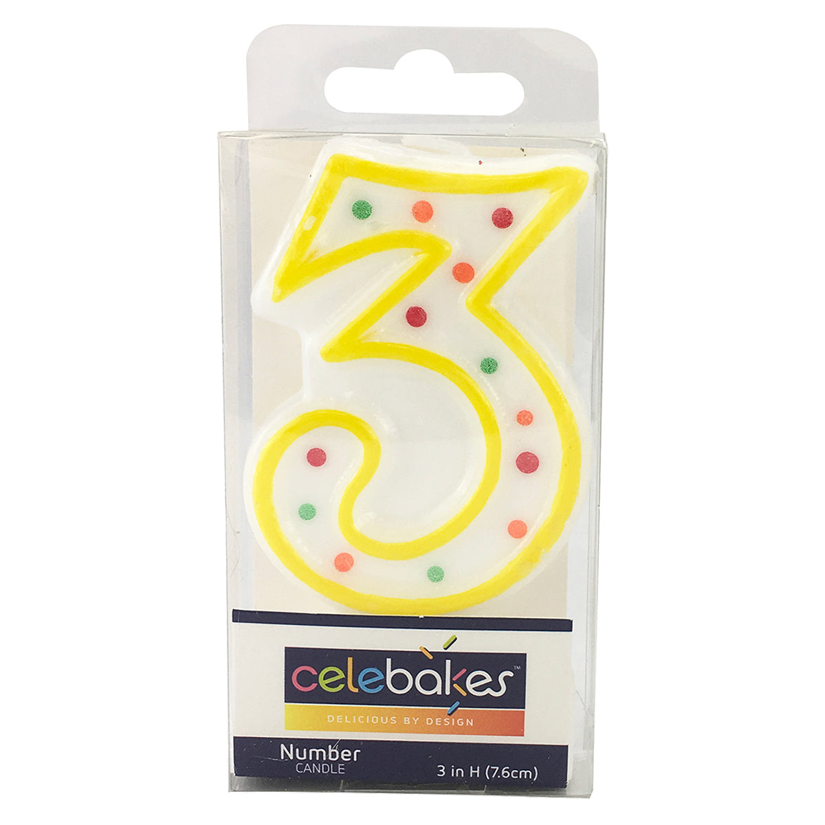 Celebakes Candle - Polka Dot, #3  [7500-1006] - Papagino Foods Inc.