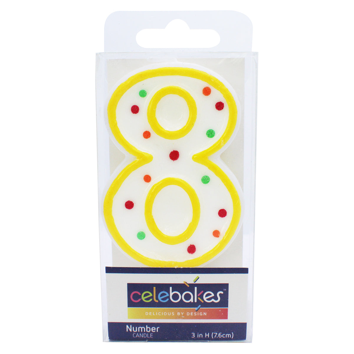Celebakes Candle - Polka Dot, #8  [7500-1011] - Papagino Foods Inc.