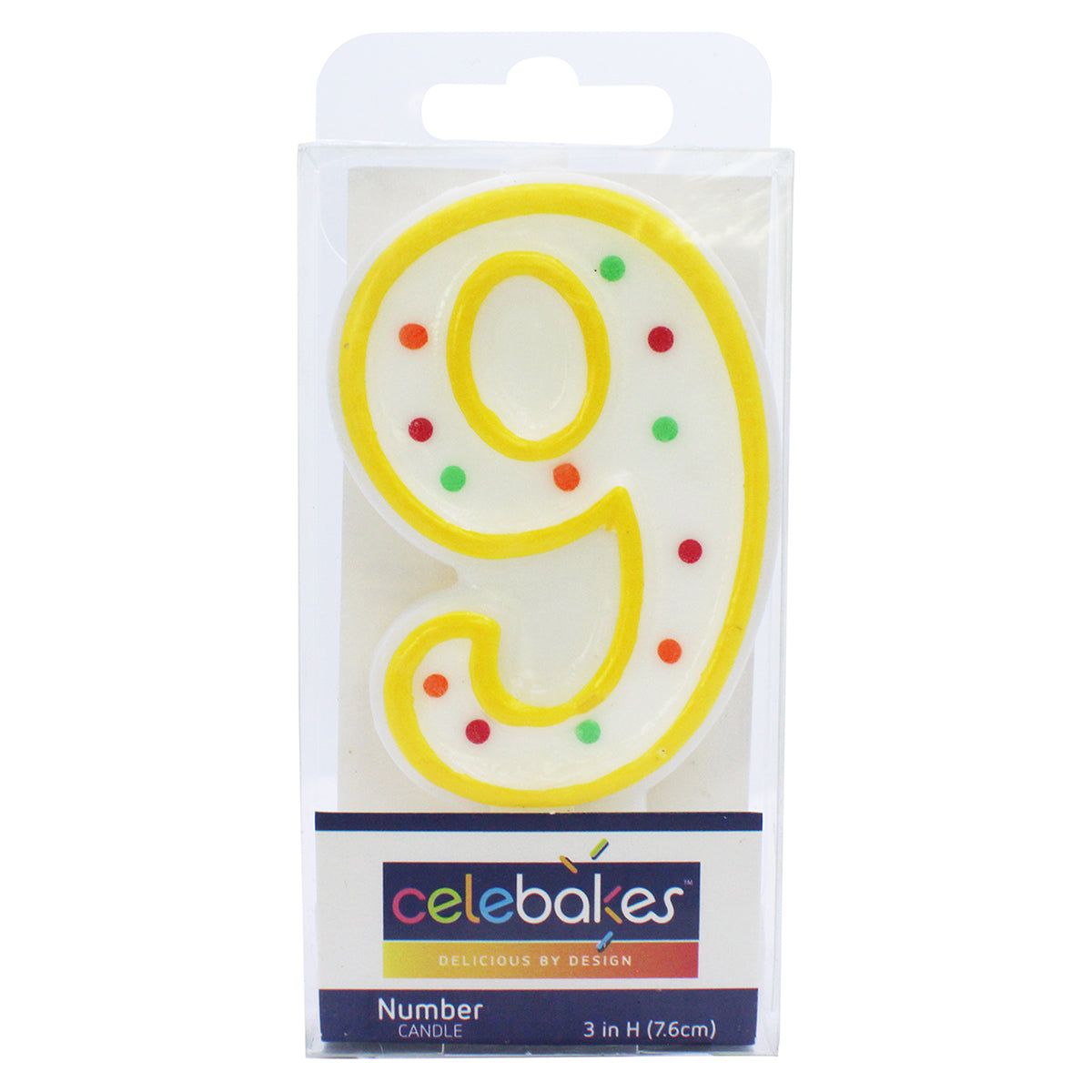 Celebakes Candle - Polka Dot, #9  [7500-1012] - Papagino Foods Inc.