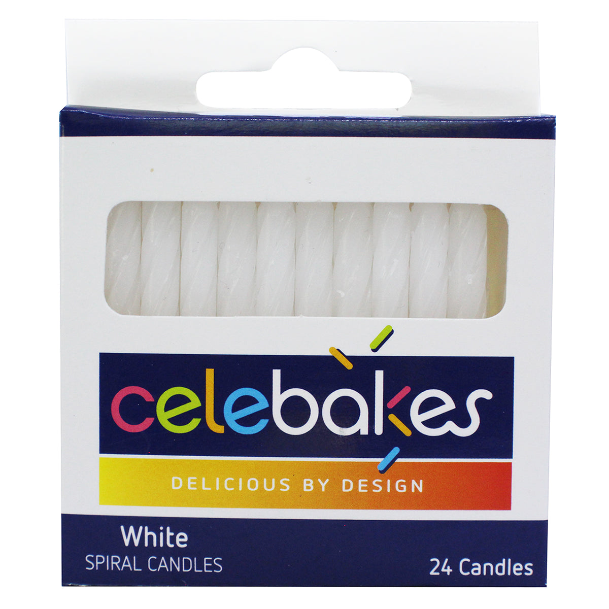 Celebakes Candle - Spiral White, 24 ct [7500-1014] - Papagino Foods Inc.