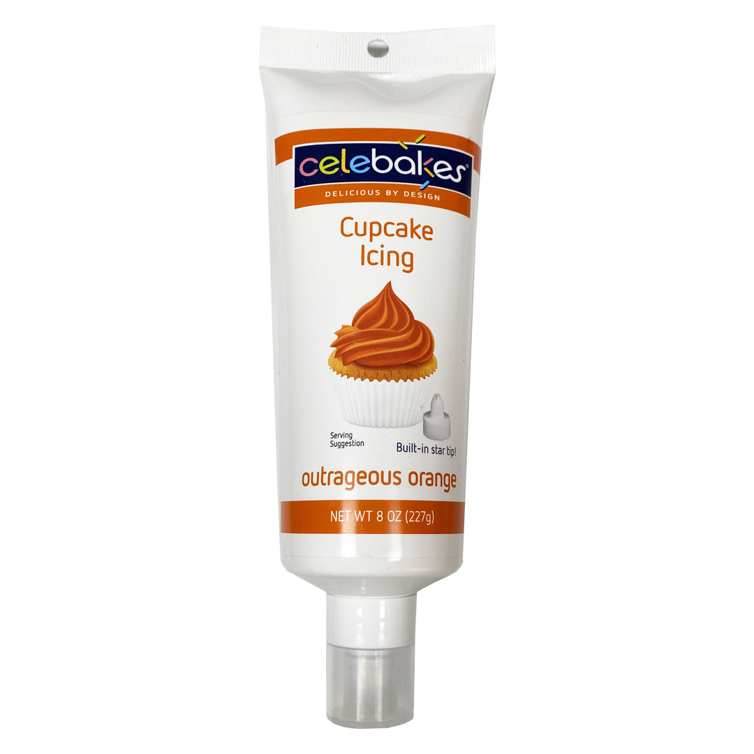 Celebakes Outrageous Orange Cupcake Icing, 8 oz. [7500-69103] - Papagino Foods Inc.