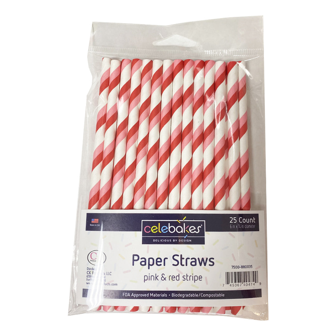 Celebakes Pink & Red Stripe Cake Pop Sticks, 6" Product #7500-880035 - Papagino Foods Inc.