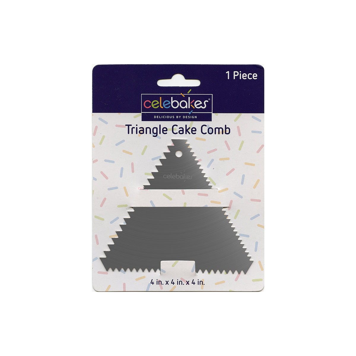 Celebakes Stainless Steel Triangle Cake Comb, 4" x 4" x 4" [7500-451] - Papagino Foods Inc.