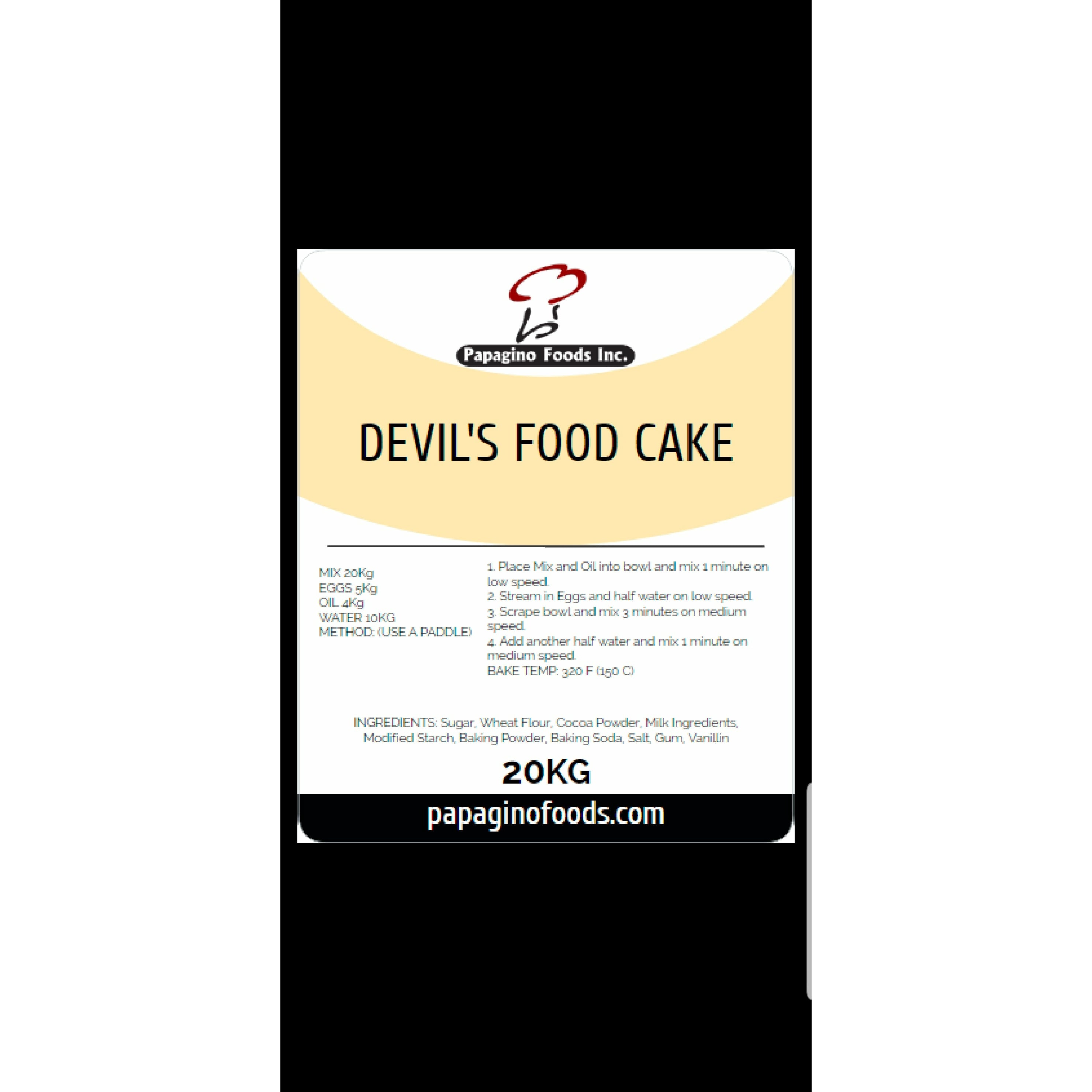 Chocolate Devil's Food Cake Mix 2 kg - Papagino Foods Inc.