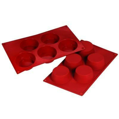 Fat Daddio, Silicone Baking Mold, Muffin, 4.57oz, 3.19 in Diameter x 1.26 in Deep, 5 Cavities (SMF024) - Papagino Foods Inc.