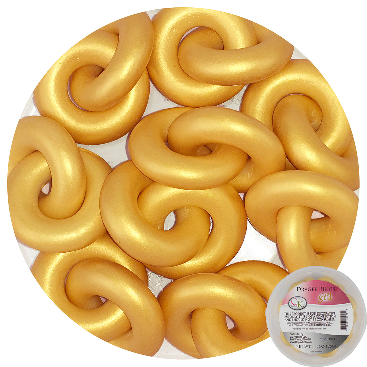 Gold Dragees Rings, 4.45 oz  #78-5819D - Papagino Foods Inc.