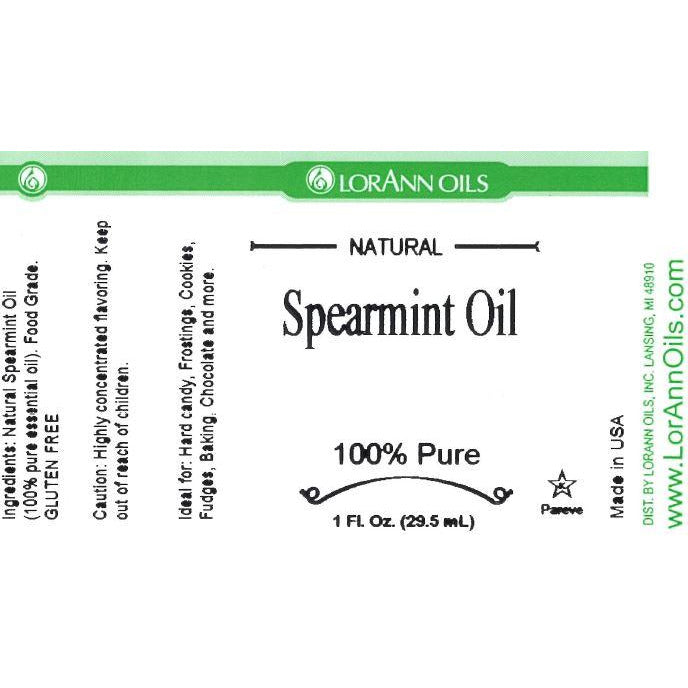 LorAnn Oils Spearmint Oil, Natural  - 1 OZ **BBD Nov 2024** - Papagino Foods Inc.