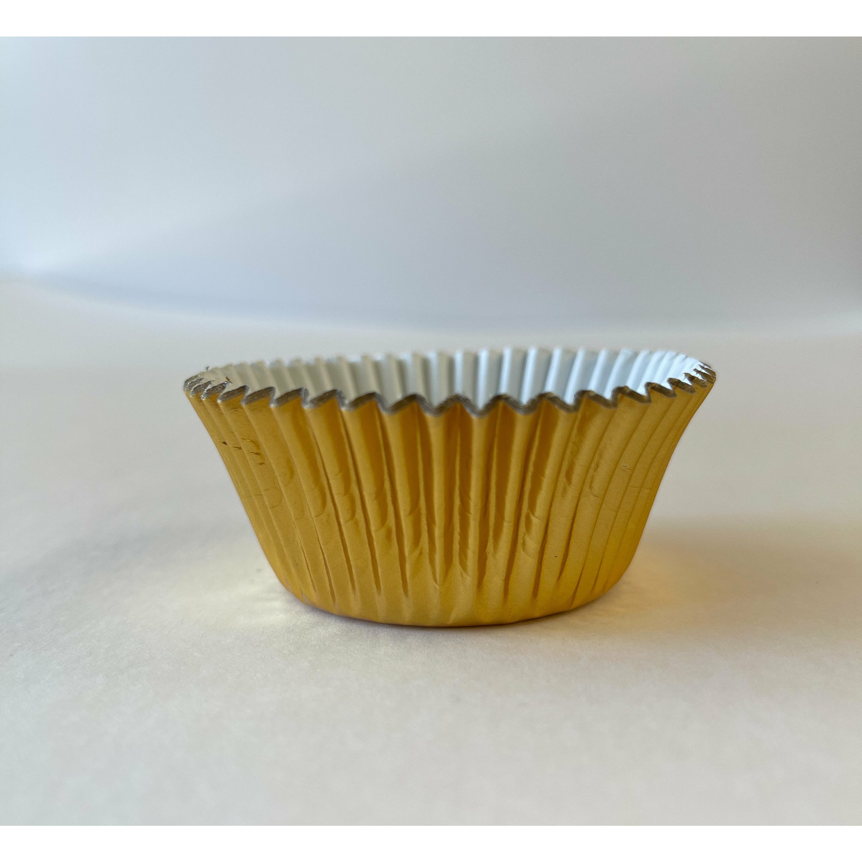 Mini Gold Foil Cupcake Liners 1 1/4" x 7/8" x 3" - Papagino Foods Inc.