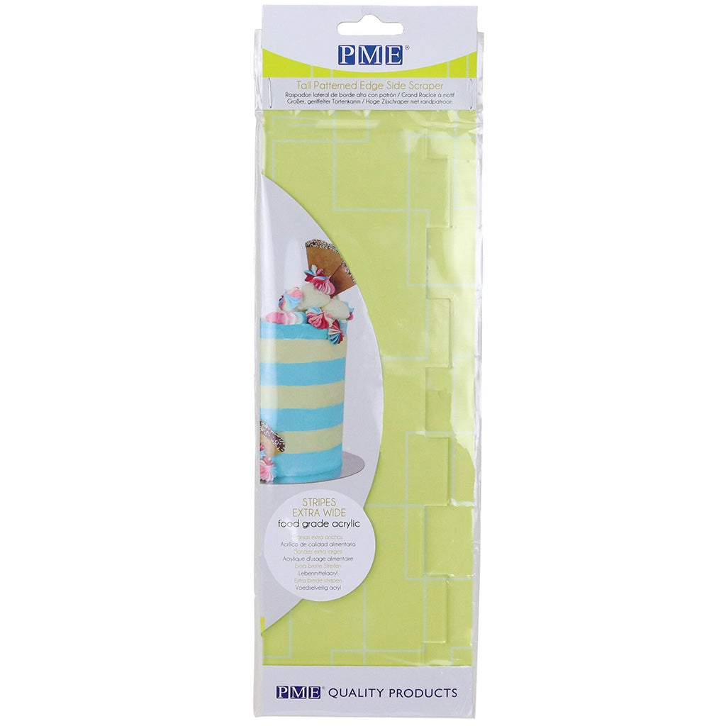 PME Stripes Extra Wide Tall Patterned Edge Side Scrapper [43-PS65] - Papagino Foods Inc.