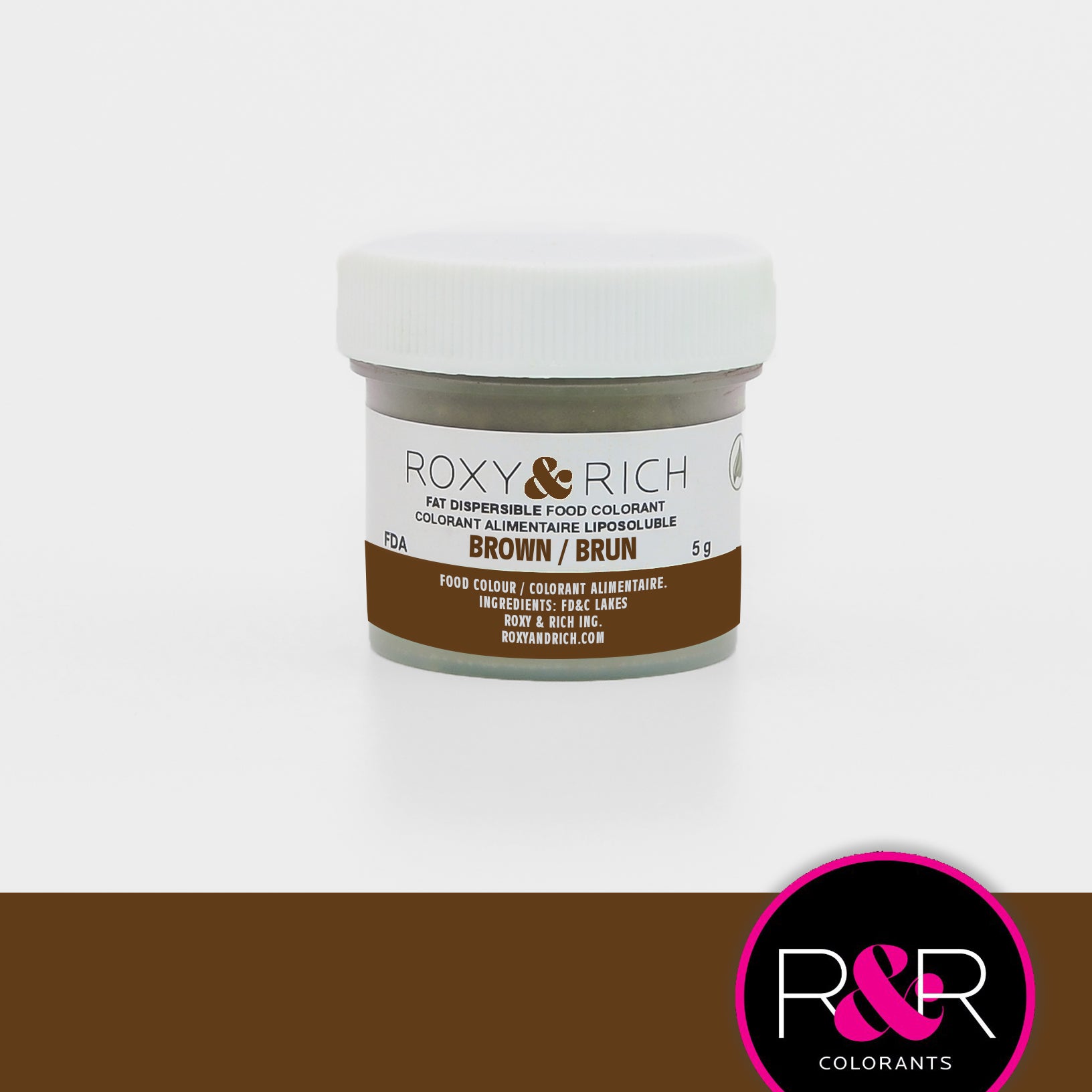 Roxy & Rich Fat Dispersible Dust Brown (# P5-B10) - 5 G - Papagino Foods Inc.
