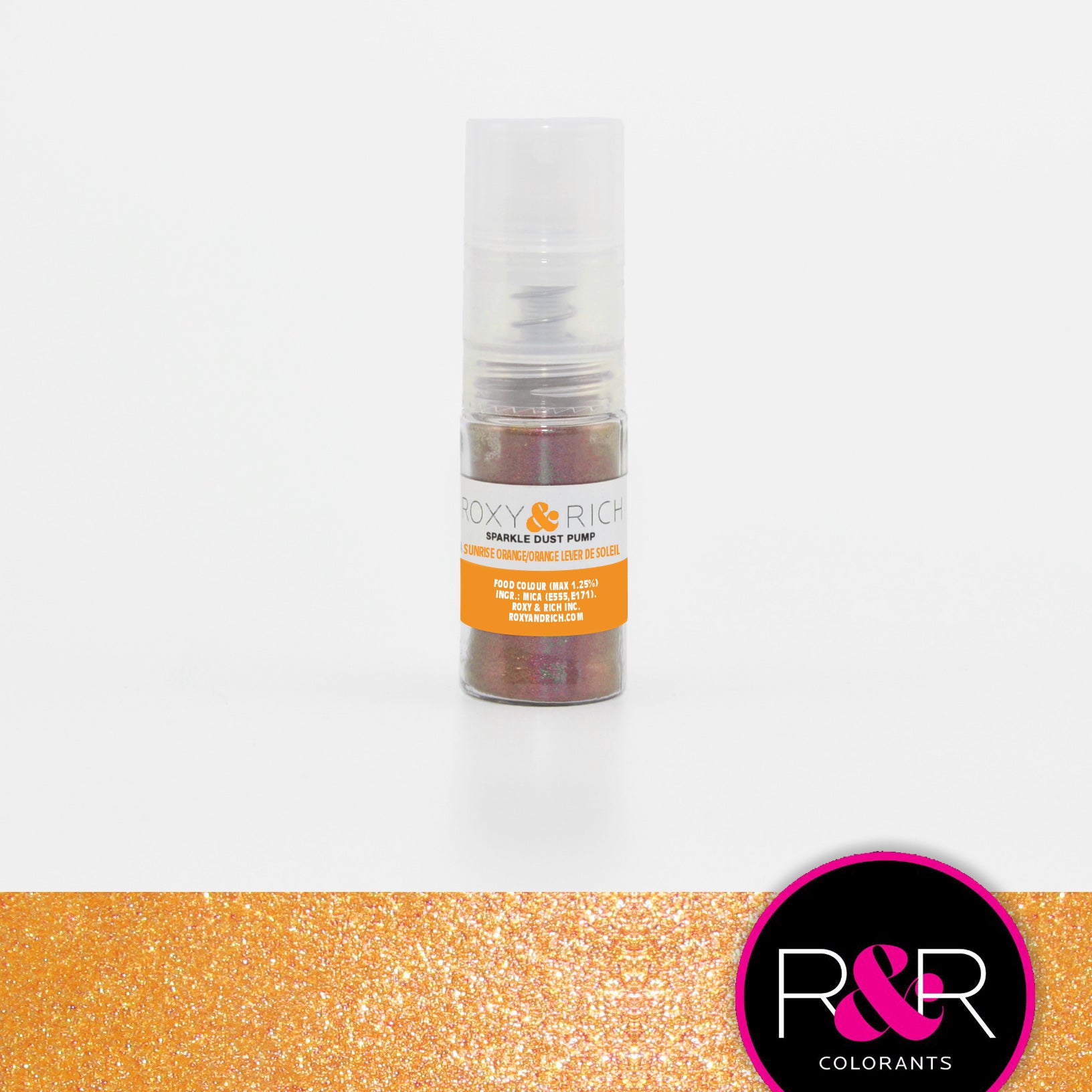 Roxy & Rich Sparkle Dust Pump Highlighter Sunrise Orange  (# S4-016P) - 4 G - Papagino Foods Inc.